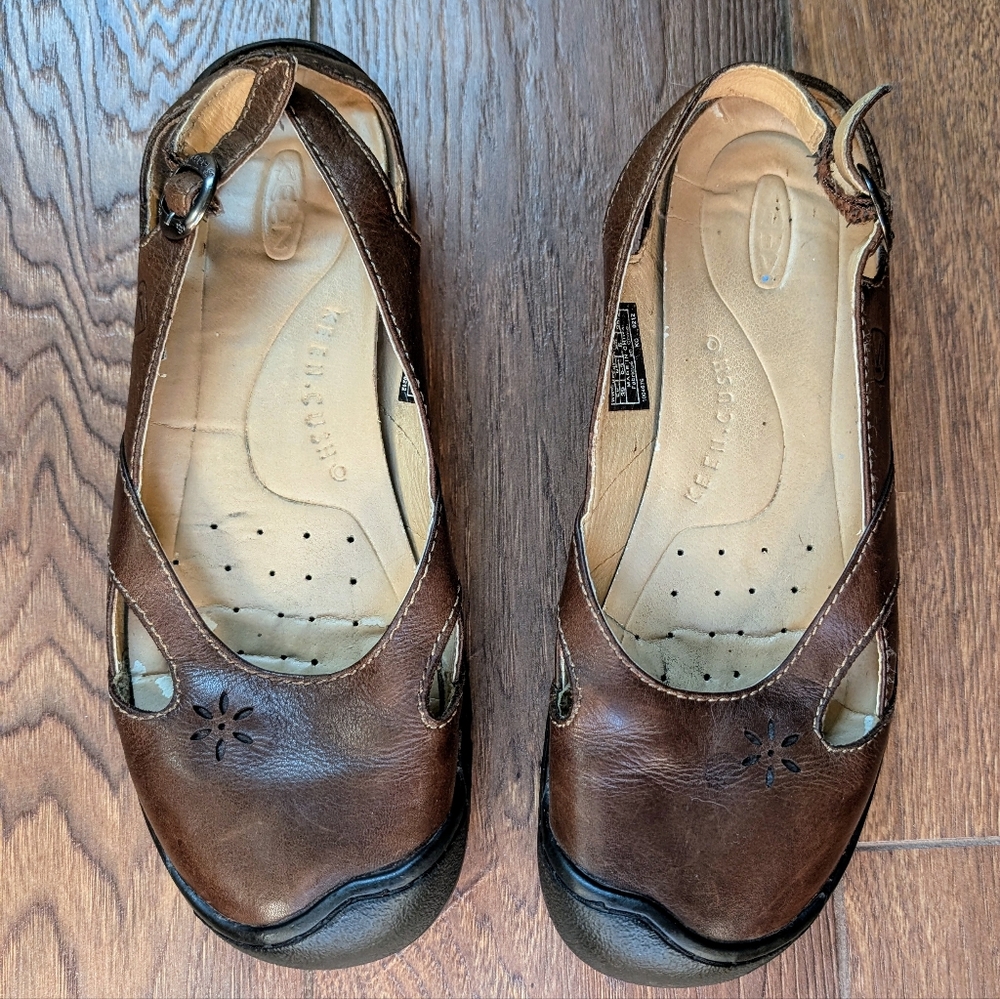 KEEN Cush Comfort Slingback Shoes 8.5 Dark Brown